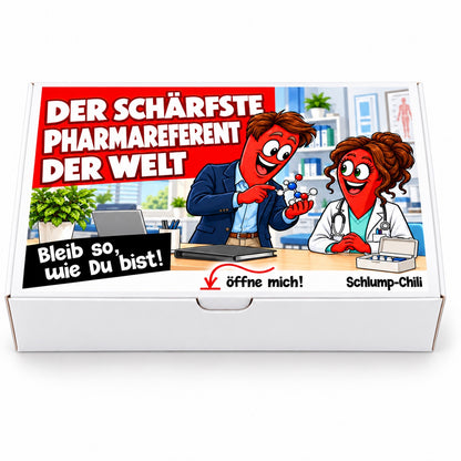 Der schärfste Pharmareferent der Welt – Geschenkbox Vorderansicht