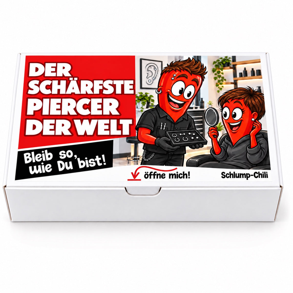 Der schärfste Piercer der Welt – Geschenkschachtel frontal