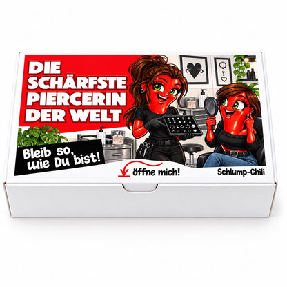 Die schärfste Piercerin der Welt – Geschenkschachtel frontal