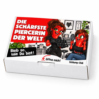 Die schärfste Piercerin der Welt – Geschenkschachtel schräg