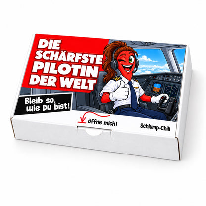 Die schärfste Pilotin der Welt – Geschenkbox Schrägansicht
