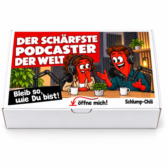 Der schärfste Podcaster der Welt – Geschenkbox Vorderansicht