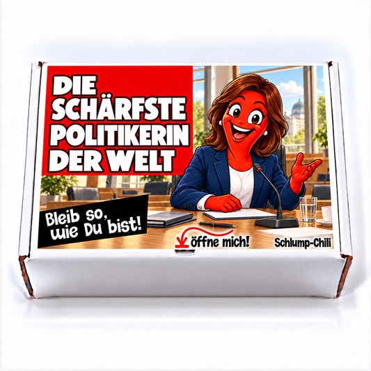 Die schärfste Politikerin der Welt – weiße Geschenkbox, Vorderansicht