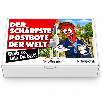Der schärfste Postbote der Welt – Geschenkbox Vorderansicht