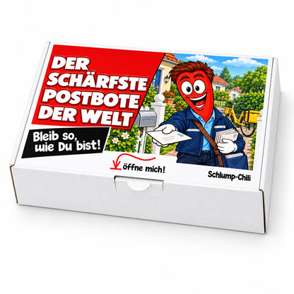 Der schärfste Postbote der Welt – Geschenkbox Schrägansicht