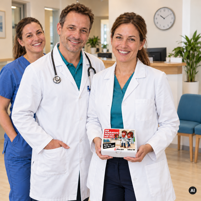 Die schärfste Praxis der Welt – Lifestylebild mit kleiner Geschenkbox (AI)