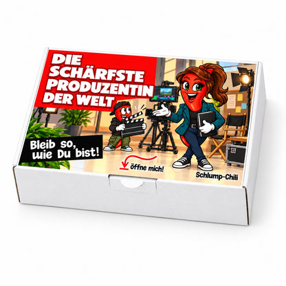 Die schärfste Produzentin der Welt – Geschenkschachtel schräg