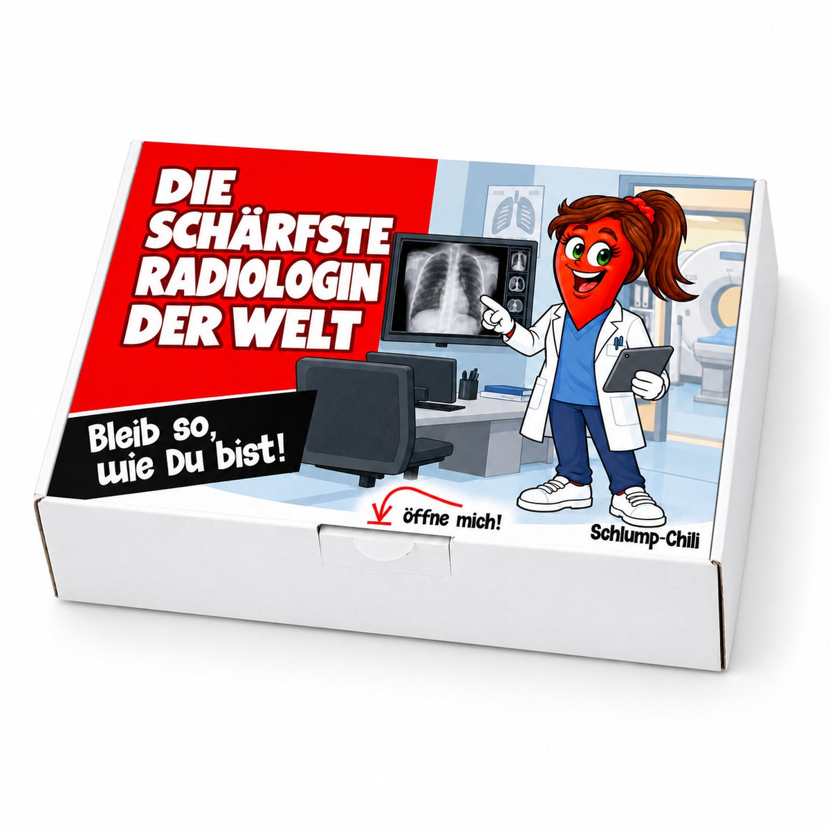 Die schärfste Radiologin der Welt – Geschenkschachtel schräg