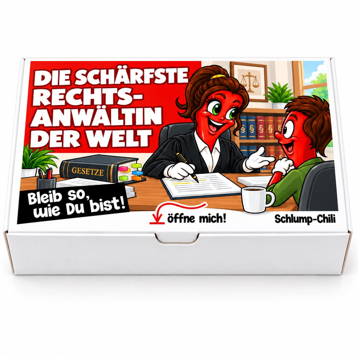 Die schärfste Rechtsanwältin der Welt – Geschenkbox Vorderansicht