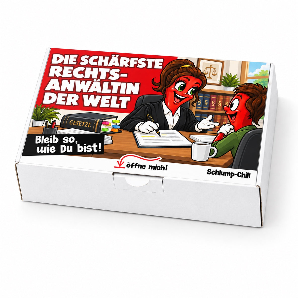 Die schärfste Rechtsanwältin der Welt – Geschenkbox Schrägansicht