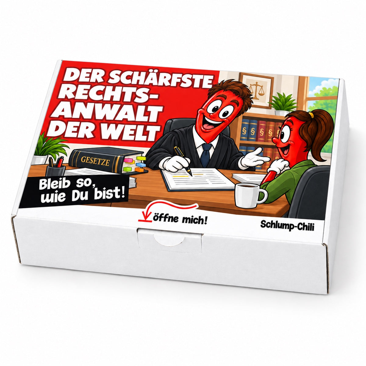 Der schärfste Rechtsanwalt der Welt – Geschenkbox Schrägansicht