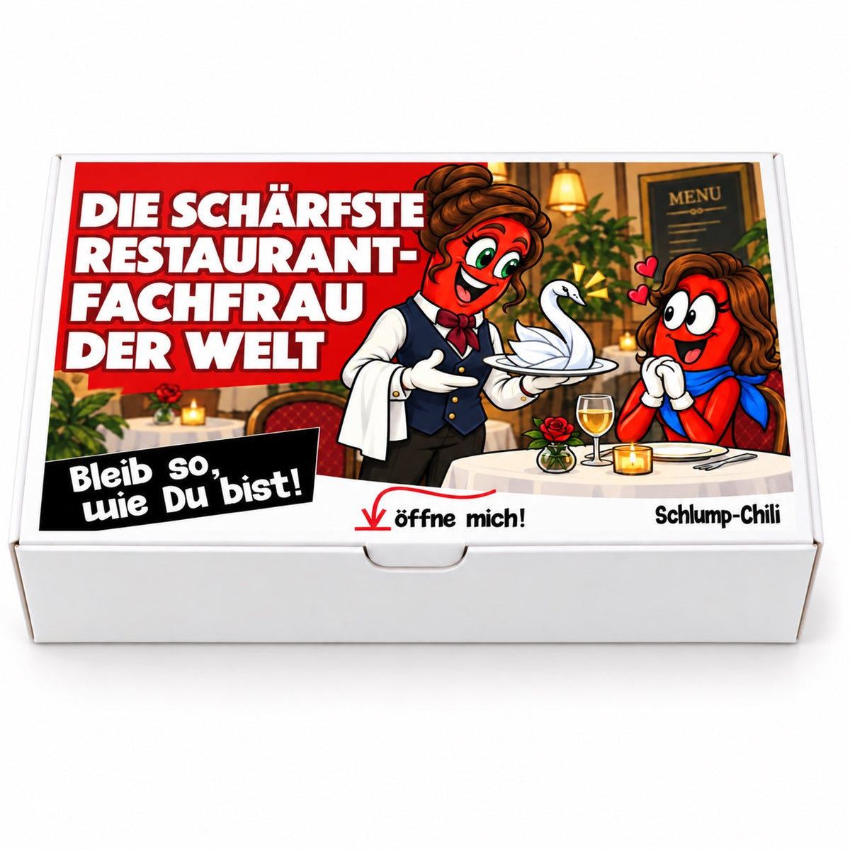 Die schärfste Restaurantfachfrau der Welt – Geschenkbox Vorderansicht