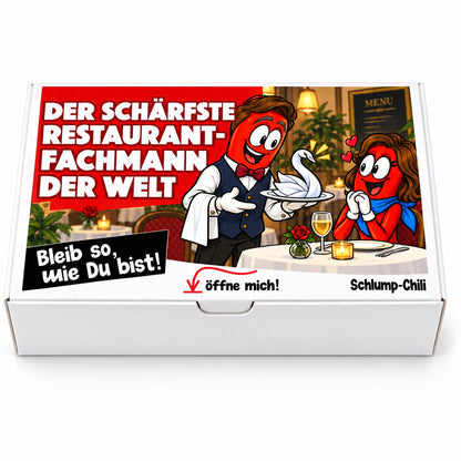 Der schärfste Restaurantfachmann der Welt – Geschenkbox Vorderansicht