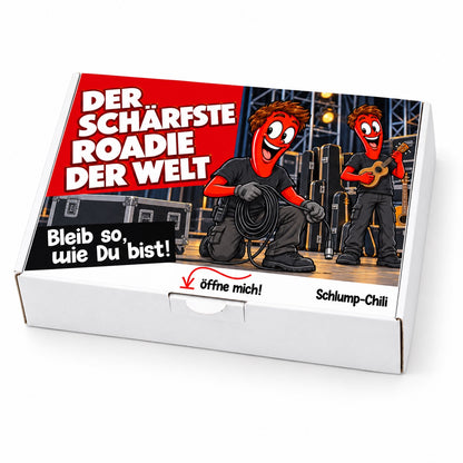 Der schärfste Roadie der Welt – weiße Geschenkbox, Schrägansicht