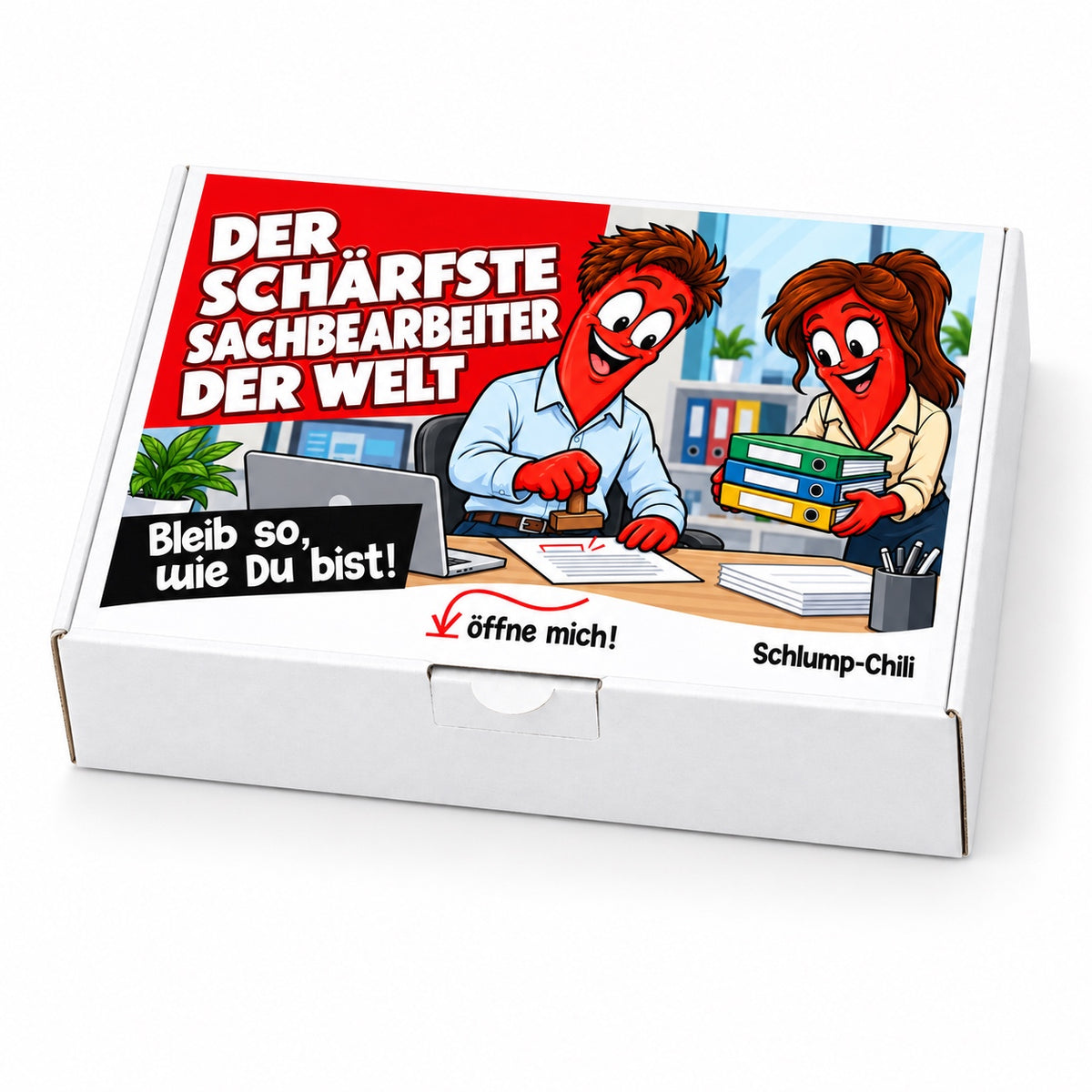 Der schärfste Sachbearbeiter der Welt – weiße Geschenkbox, Schrägansicht