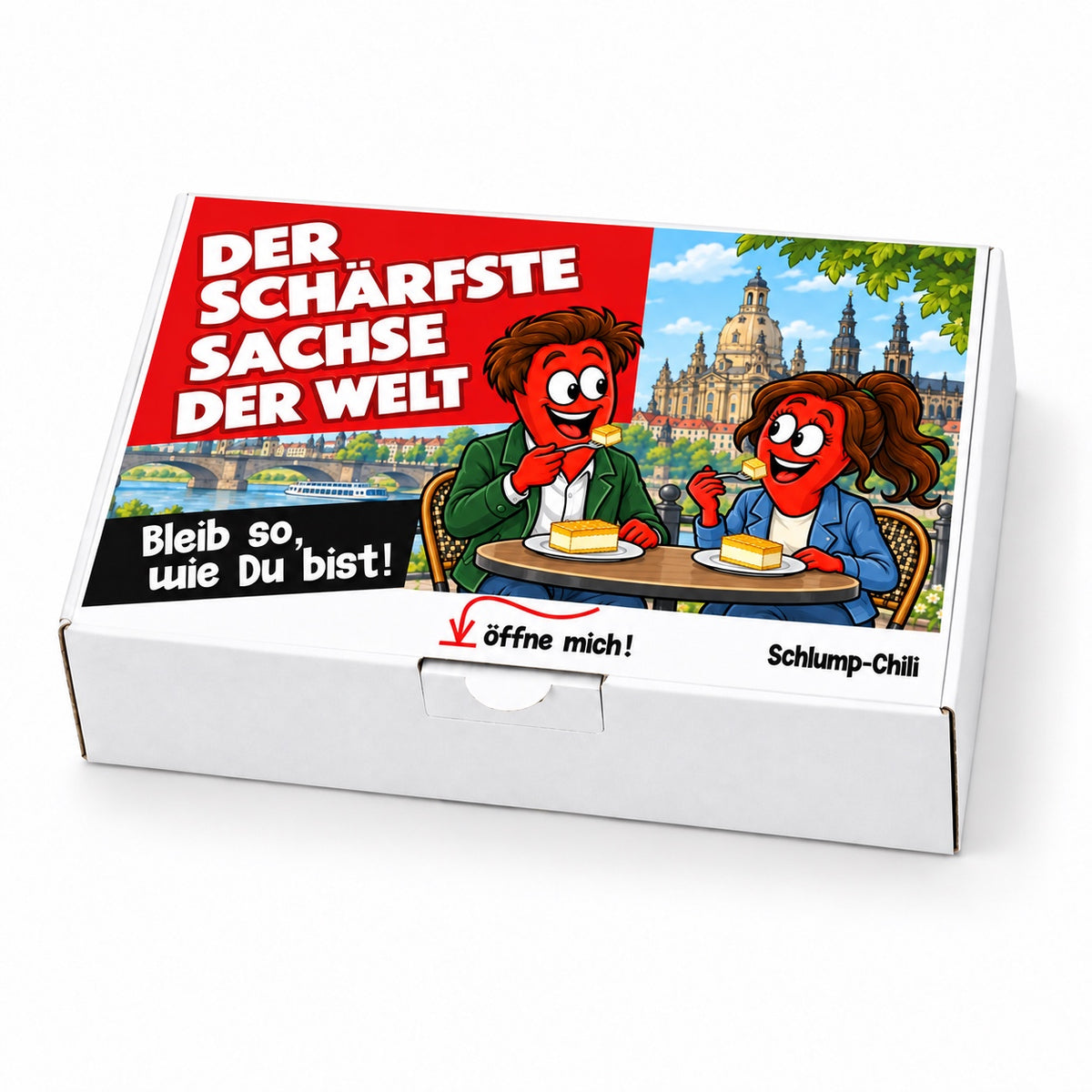 Der schärfste Sachse der Welt – Geschenkbox Schrägansicht