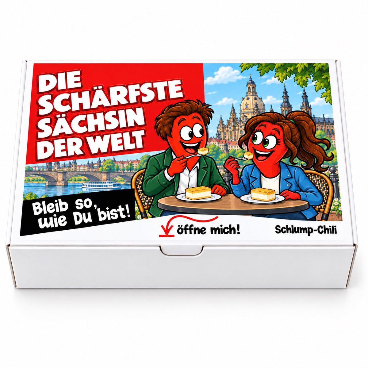 Die schärfste Sächsin der Welt – Geschenkbox Vorderansicht