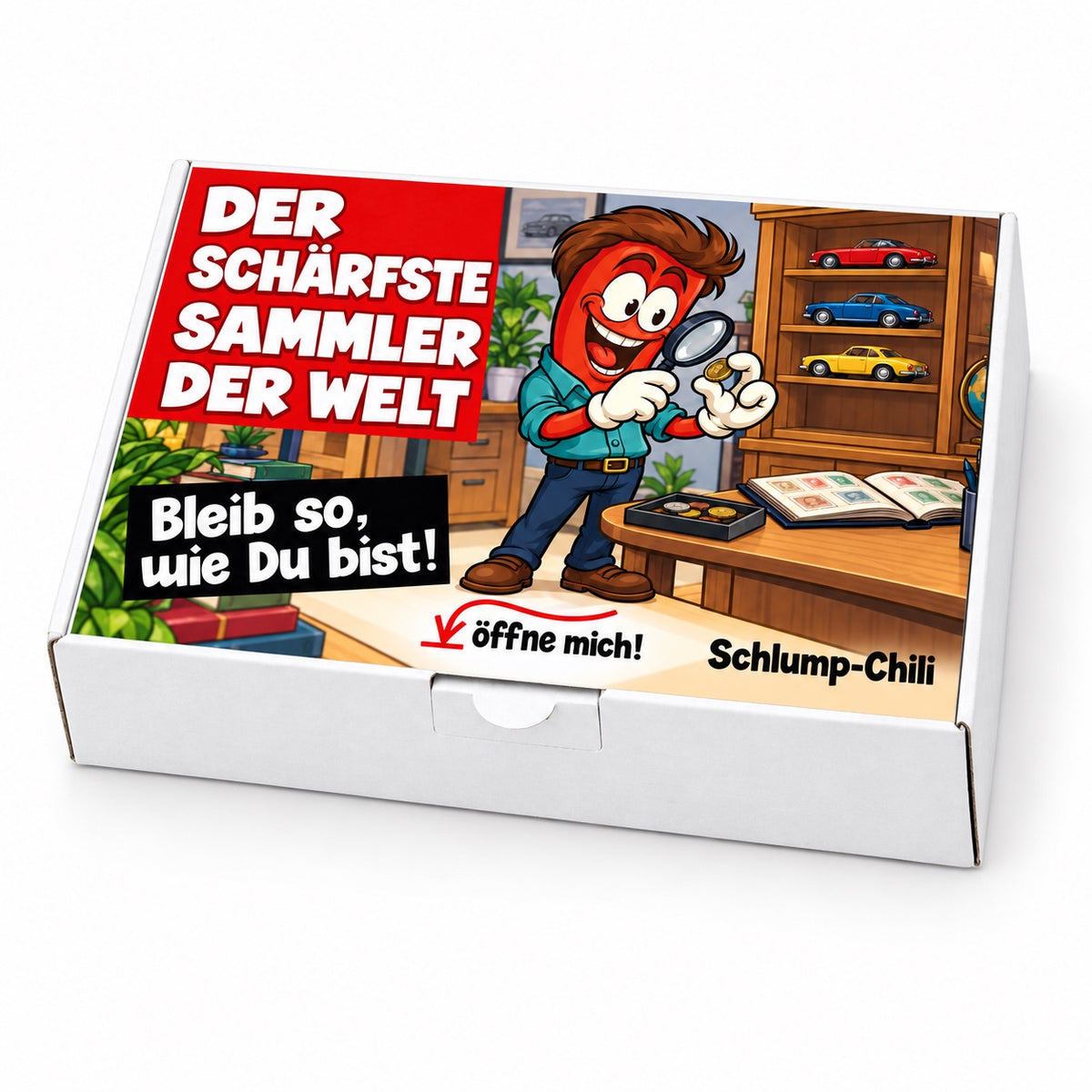 Der schärfste Sammler der Welt – Schrägansicht der Chili-Geschenkbox