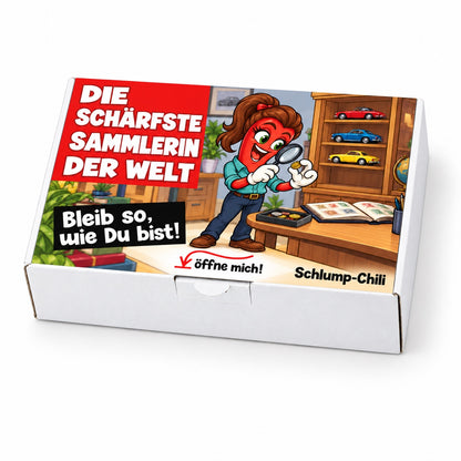 Die schärfste Sammlerin der Welt – Schrägansicht der Chili-Geschenkbox
