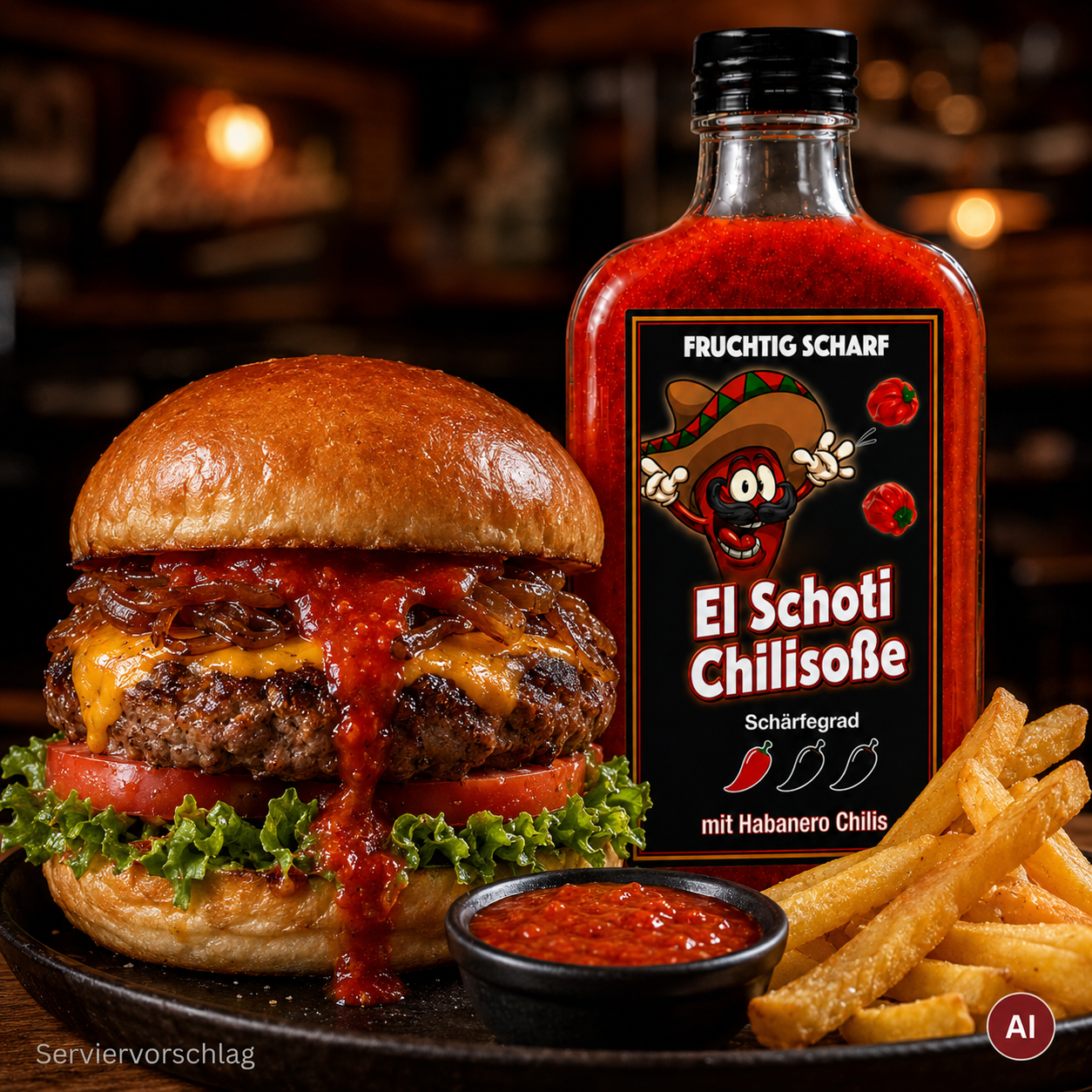 Scharfe Habanero Chilisoße Burger