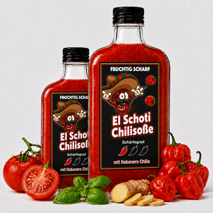 Scharfe Habanero Chilisoße Flaschen