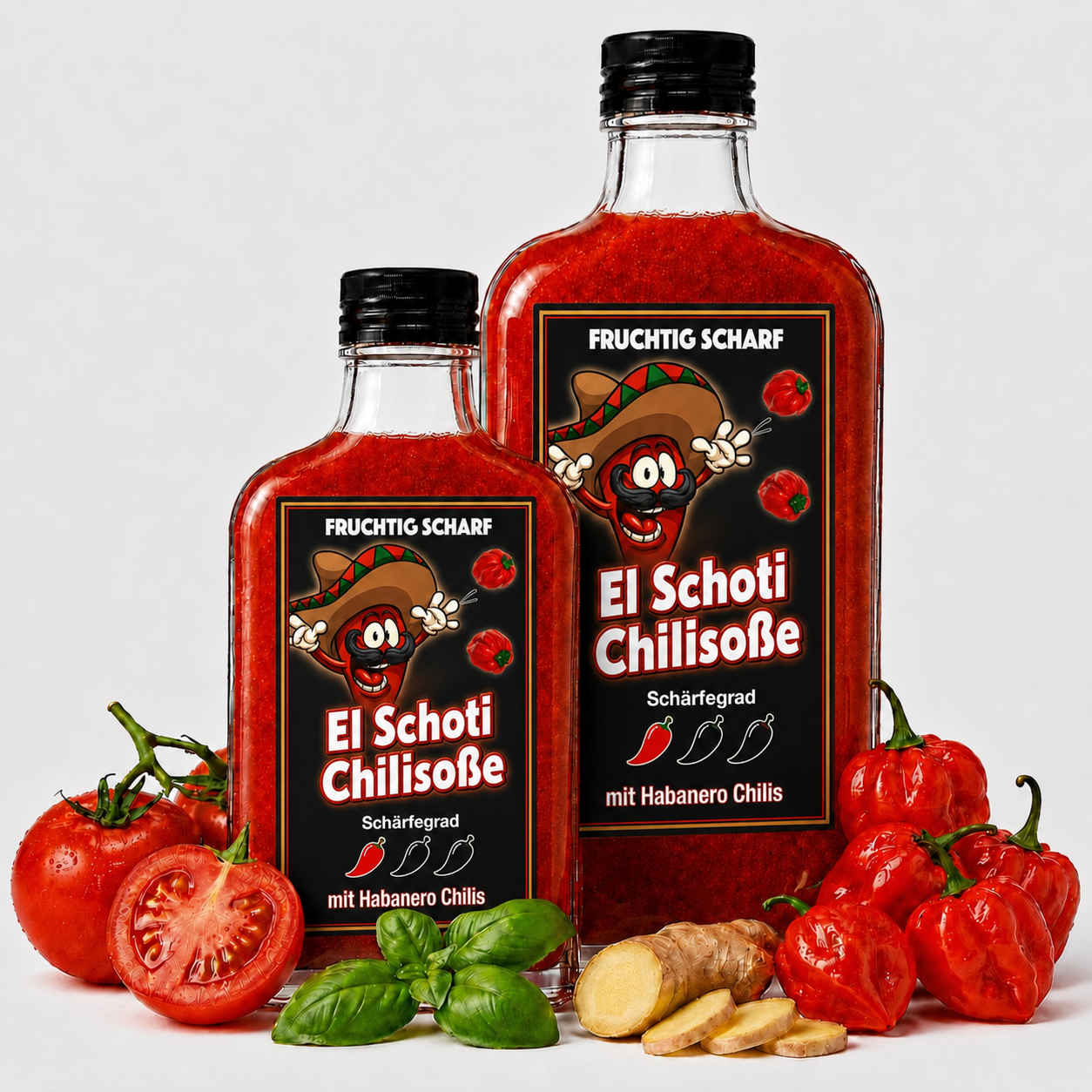 Scharfe Habanero Chilisoße Größen