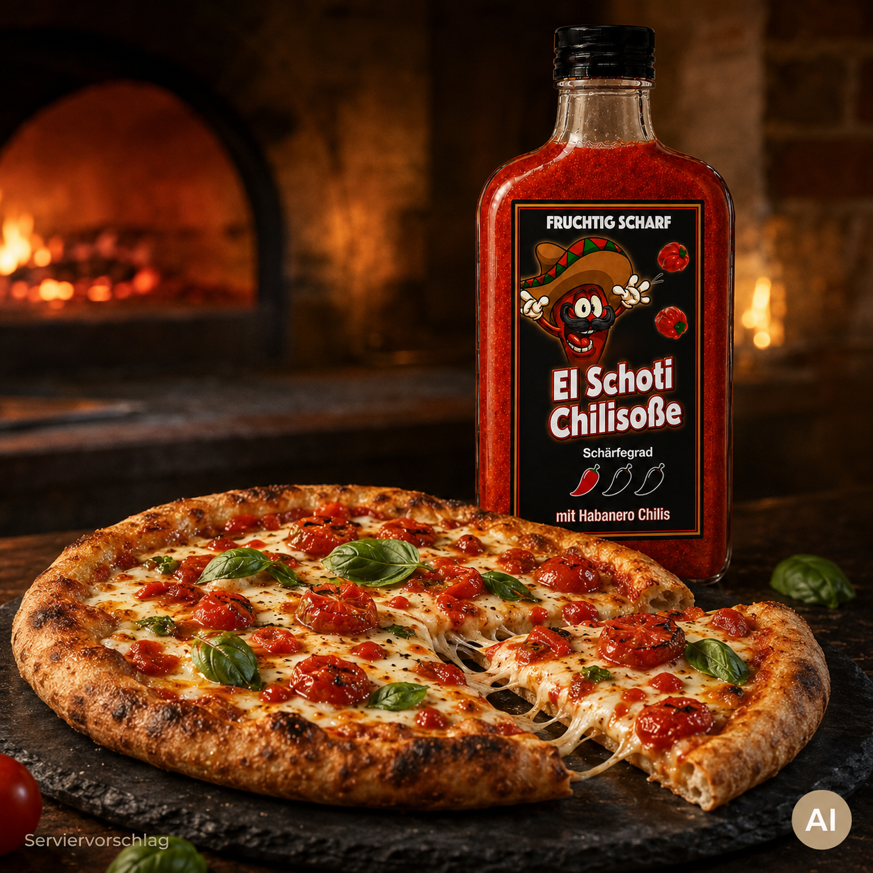 Scharfe Habanero Chilisoße Pizza