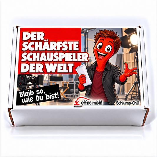 Der schärfste Schauspieler der Welt – weiße Geschenkbox, Vorderansicht