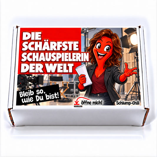 Die schärfste Schauspielerin der Welt – weiße Geschenkbox, Vorderansicht