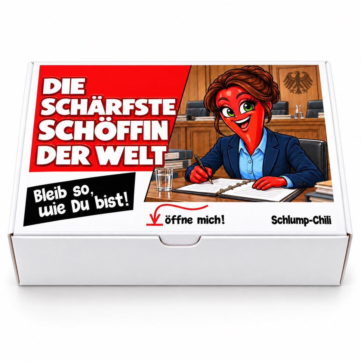 Die schärfste Schöffin der Welt – Geschenkbox Vorderansicht