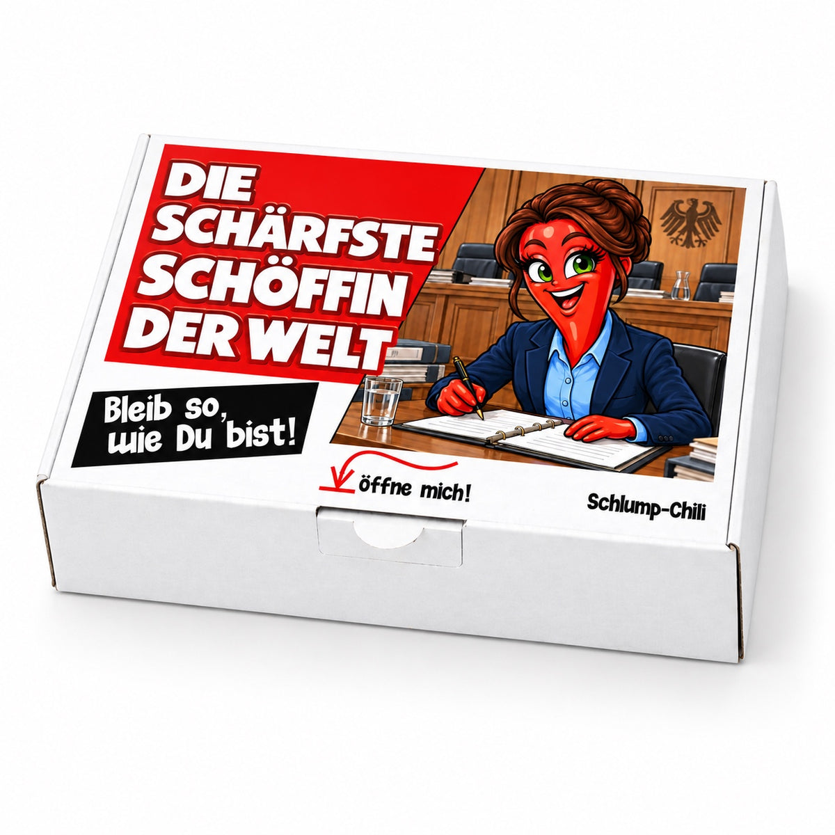 Die schärfste Schöffin der Welt – Geschenkbox Schrägansicht