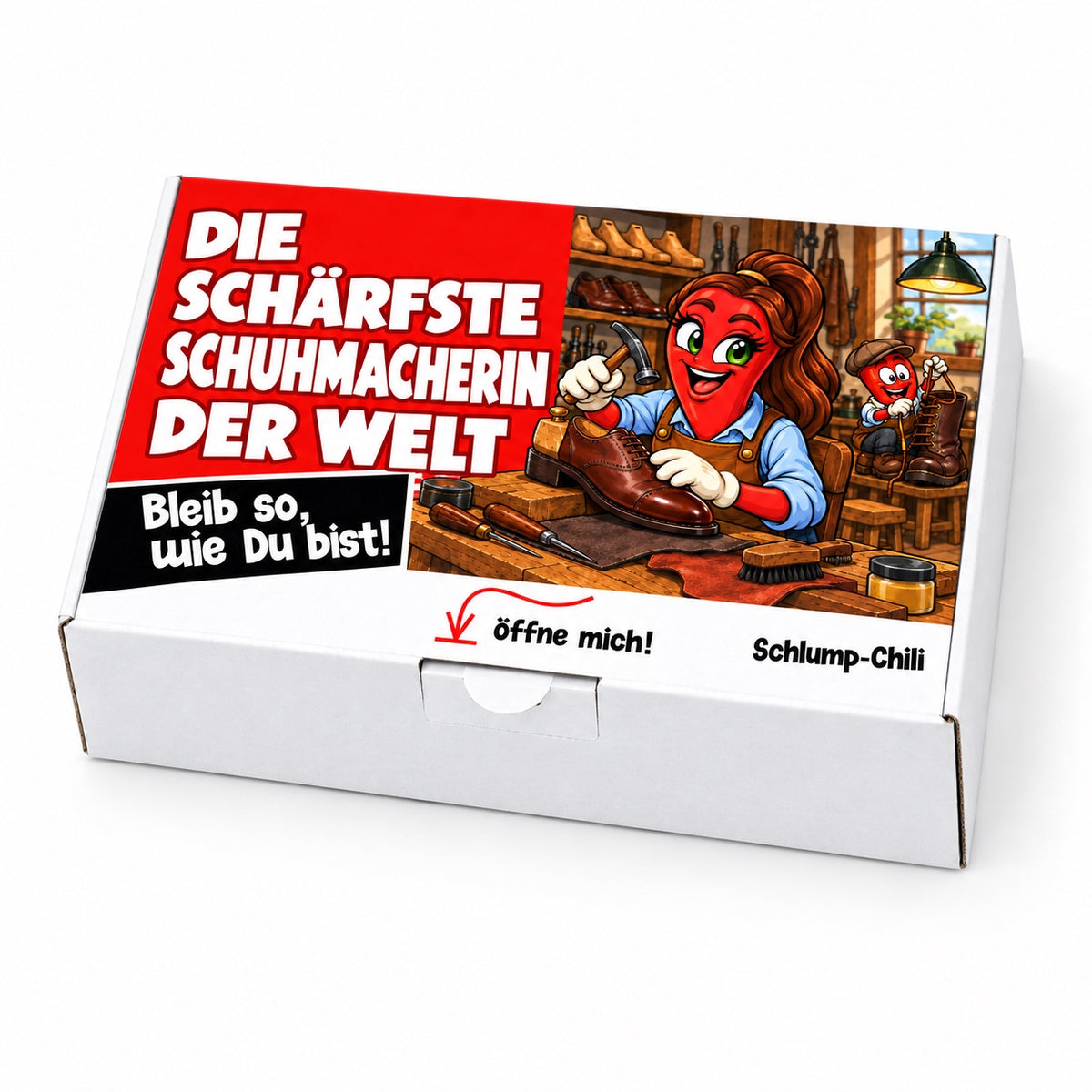 Die schärfste Schuhmacherin der Welt – Geschenkschachtel schräg