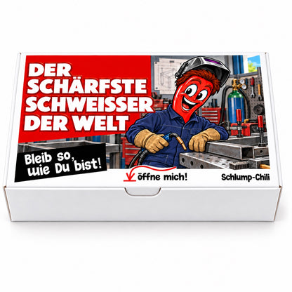 Der schärfste Schweißer der Welt – Geschenkbox Vorderansicht