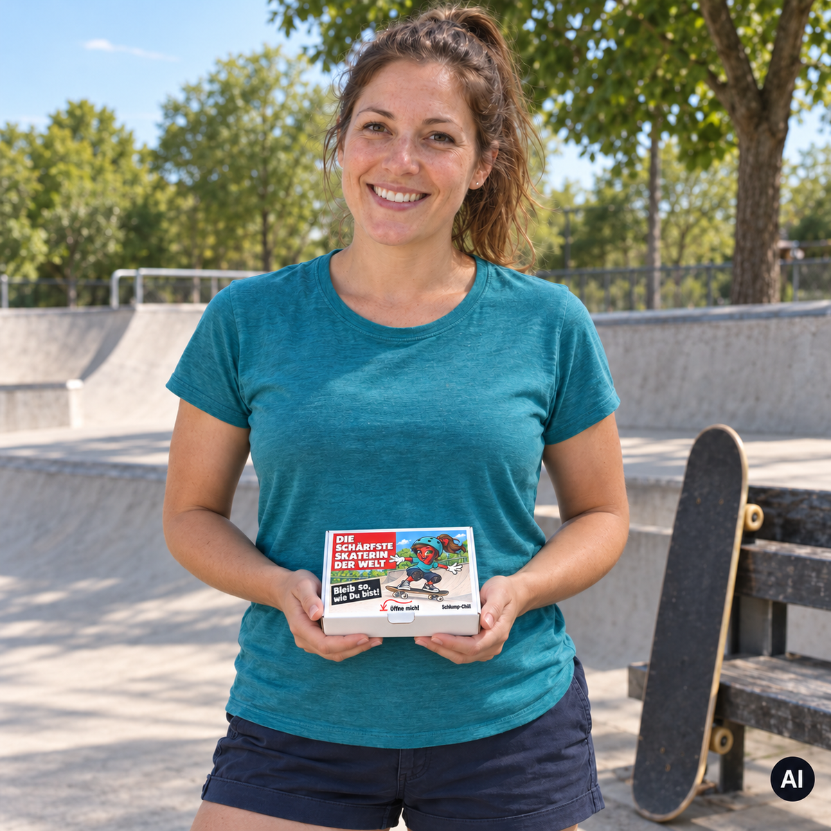 Die schärfste Skaterin der Welt – Lifestylebild der Chili-Geschenkbox