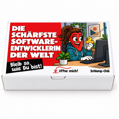 Die schärfste Softwareentwicklerin der Welt – Geschenkschachtel frontal