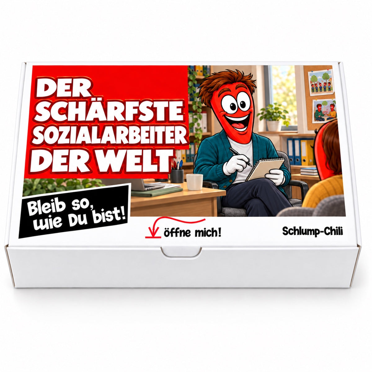 Der schärfste Sozialarbeiter der Welt – Geschenkbox Vorderansicht