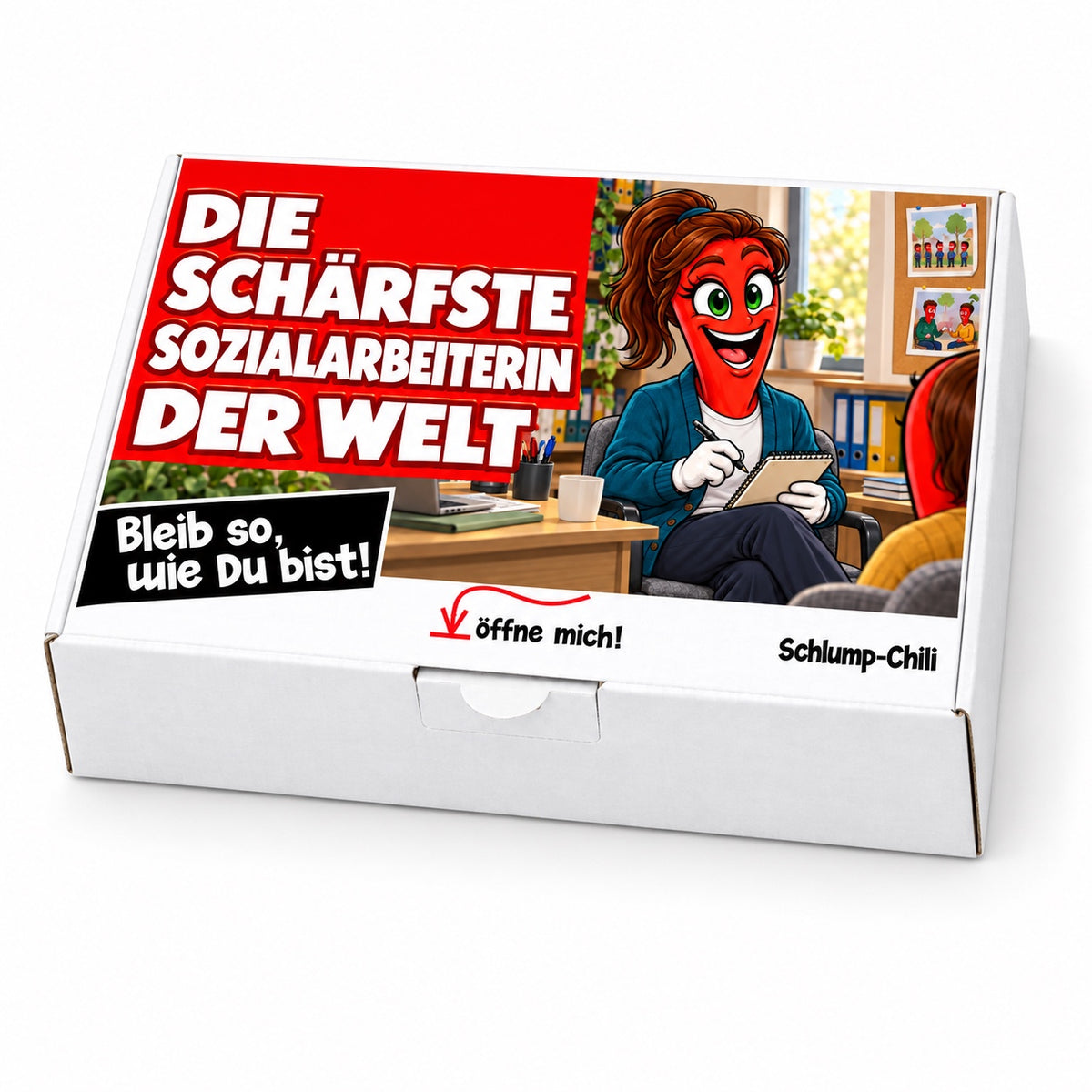 Die schärfste Sozialarbeiterin der Welt – Geschenkbox Schrägansicht