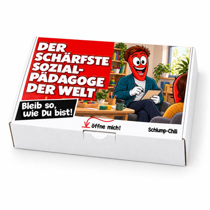 Der schärfste Sozialpädagoge der Welt – Geschenkbox Schrägansicht
