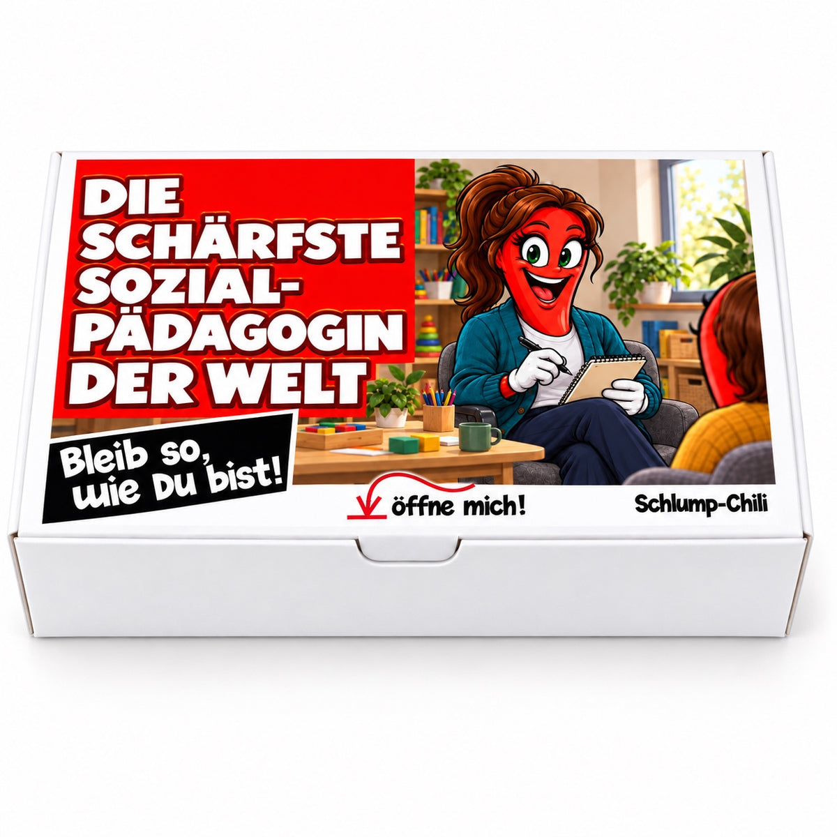 Die schärfste Sozialpädagogin der Welt – Geschenkbox Vorderansicht