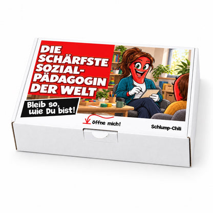 Die schärfste Sozialpädagogin der Welt – Geschenkbox Schrägansicht
