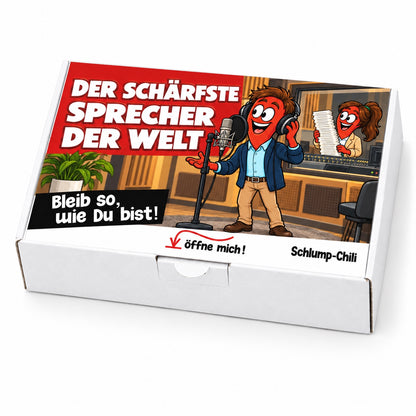 Der schärfste Sprecher der Welt – Geschenkbox Schrägansicht
