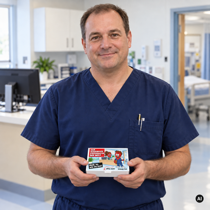 Der schärfste Stationsleiter der Welt – Lifestylebild mit kleiner Geschenkbox (AI)