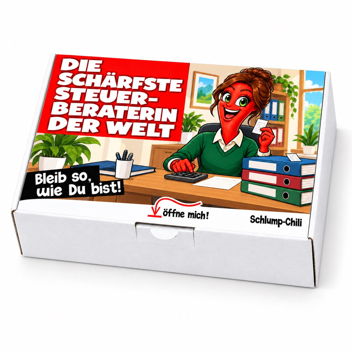 Die schärfste Steuerberaterin der Welt – Geschenkbox Schrägansicht