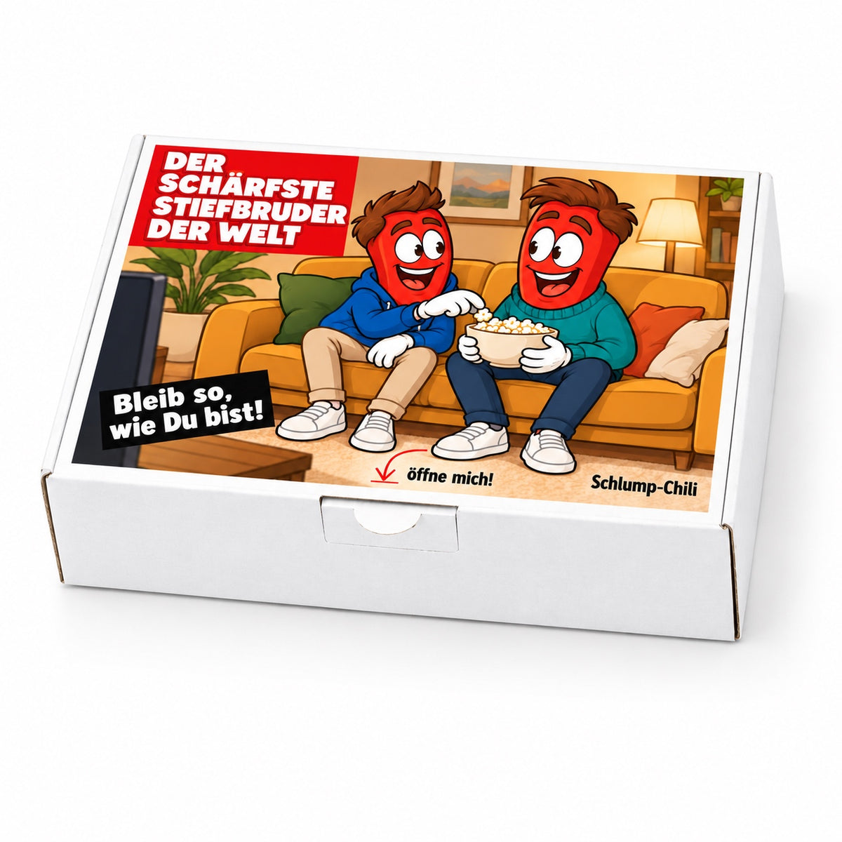 Der schärfste Stiefbruder der Welt – Schrägansicht der Chili-Geschenkbox