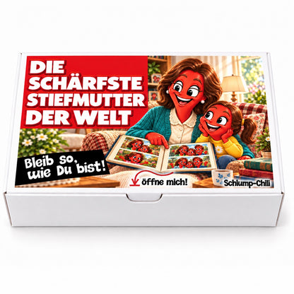 Die schärfste Stiefmutter der Welt – weiße Geschenkbox, Vorderansicht