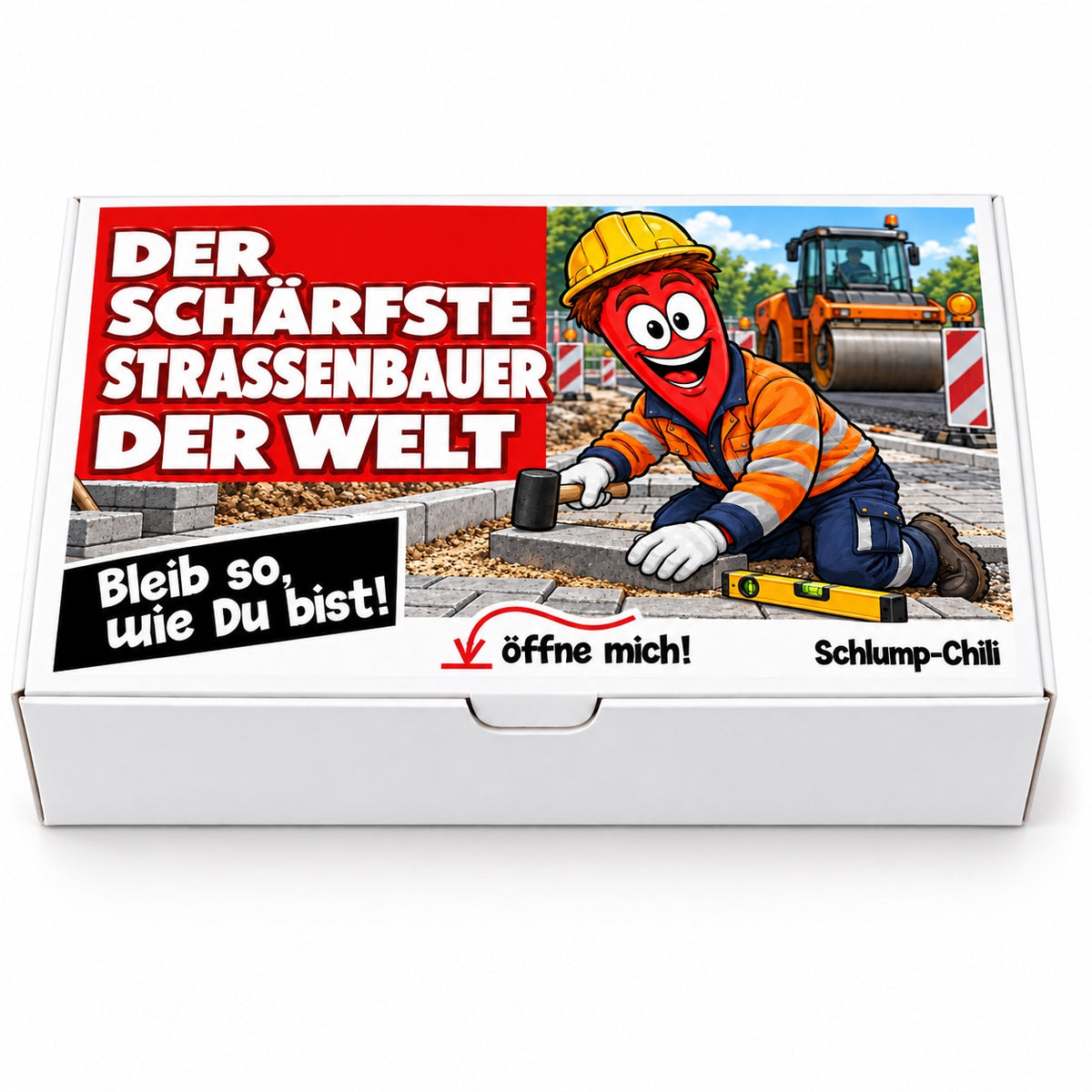 Der schärfste Straßenbauer der Welt – Geschenkbox Vorderansicht