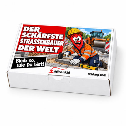 Der schärfste Straßenbauer der Welt – Geschenkbox Schrägansicht