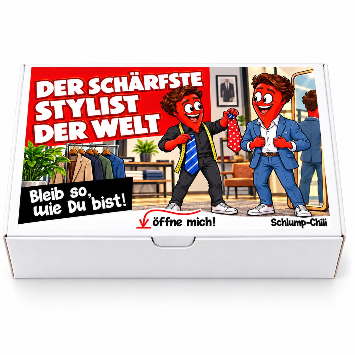 Der schärfste Stylist der Welt – Geschenkbox Vorderansicht
