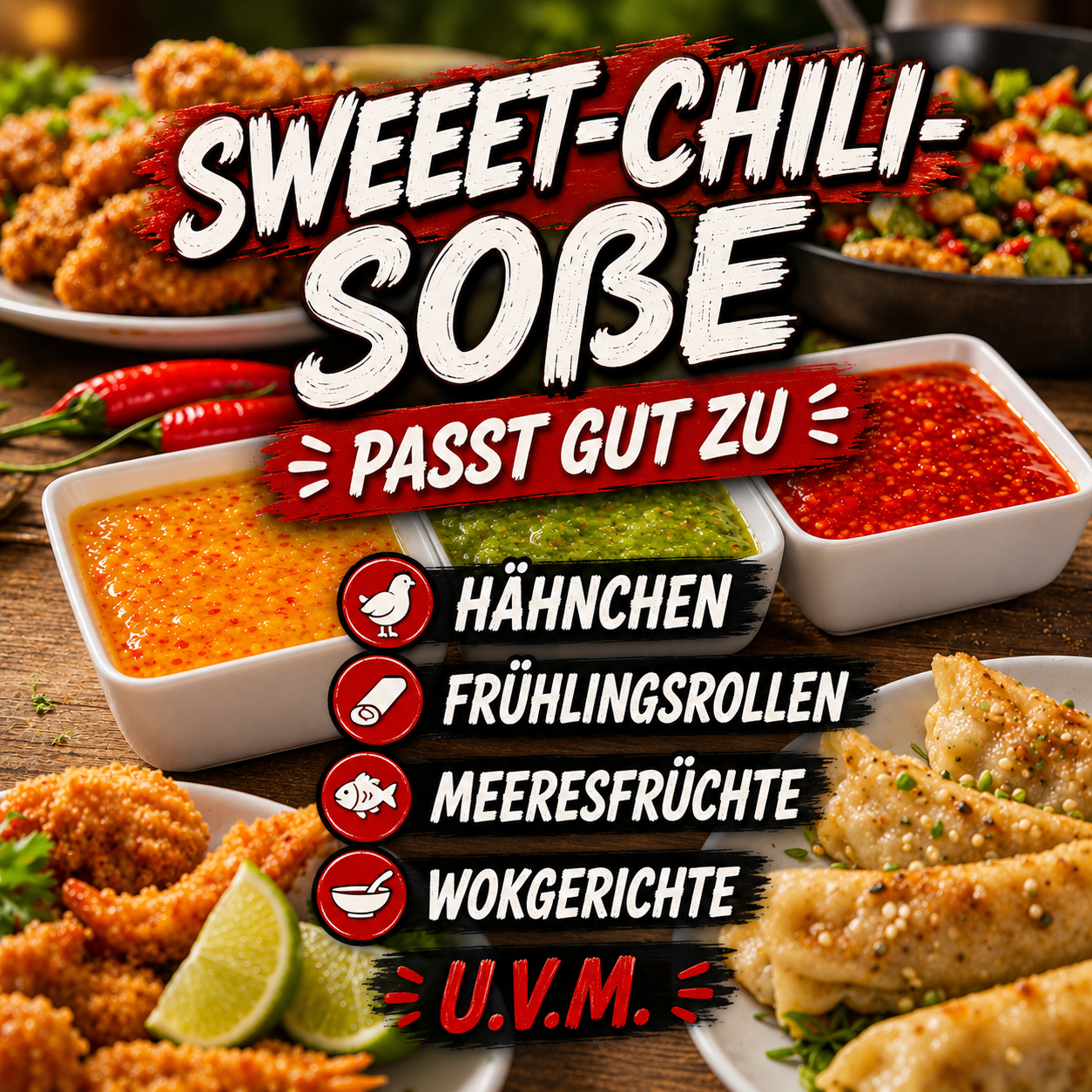 Sweet Chili Hähnchen Frrühlingsrollen