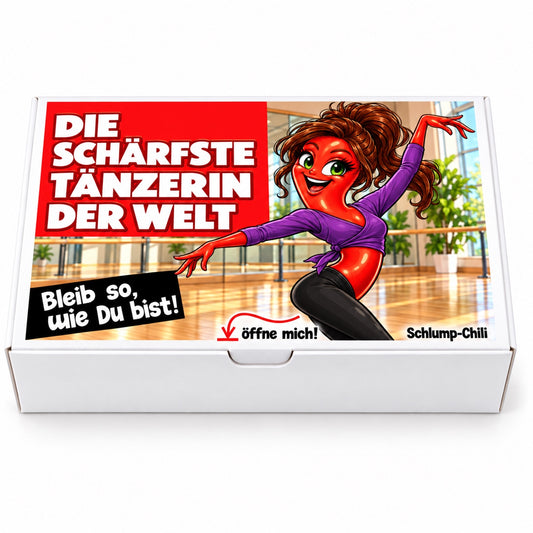 Die schärfste Tänzerin der Welt – weiße Geschenkbox, Vorderansicht
